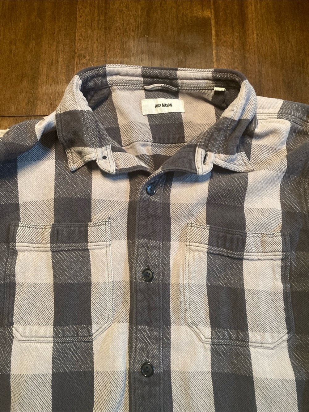 Buck Mason Gray & Cream long sleeve Plaid Shirt
